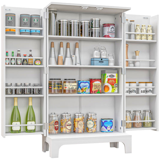 44" Storage Cabinet, 2-Door Kitchen Pantry Cabinet with 4-tier Shelving, 8 Spice Racks and Adjustable Shelves - Gallery Canada