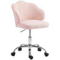 Chaise de bureau en velours pétale, roulettes pivotantes, large assise, rose