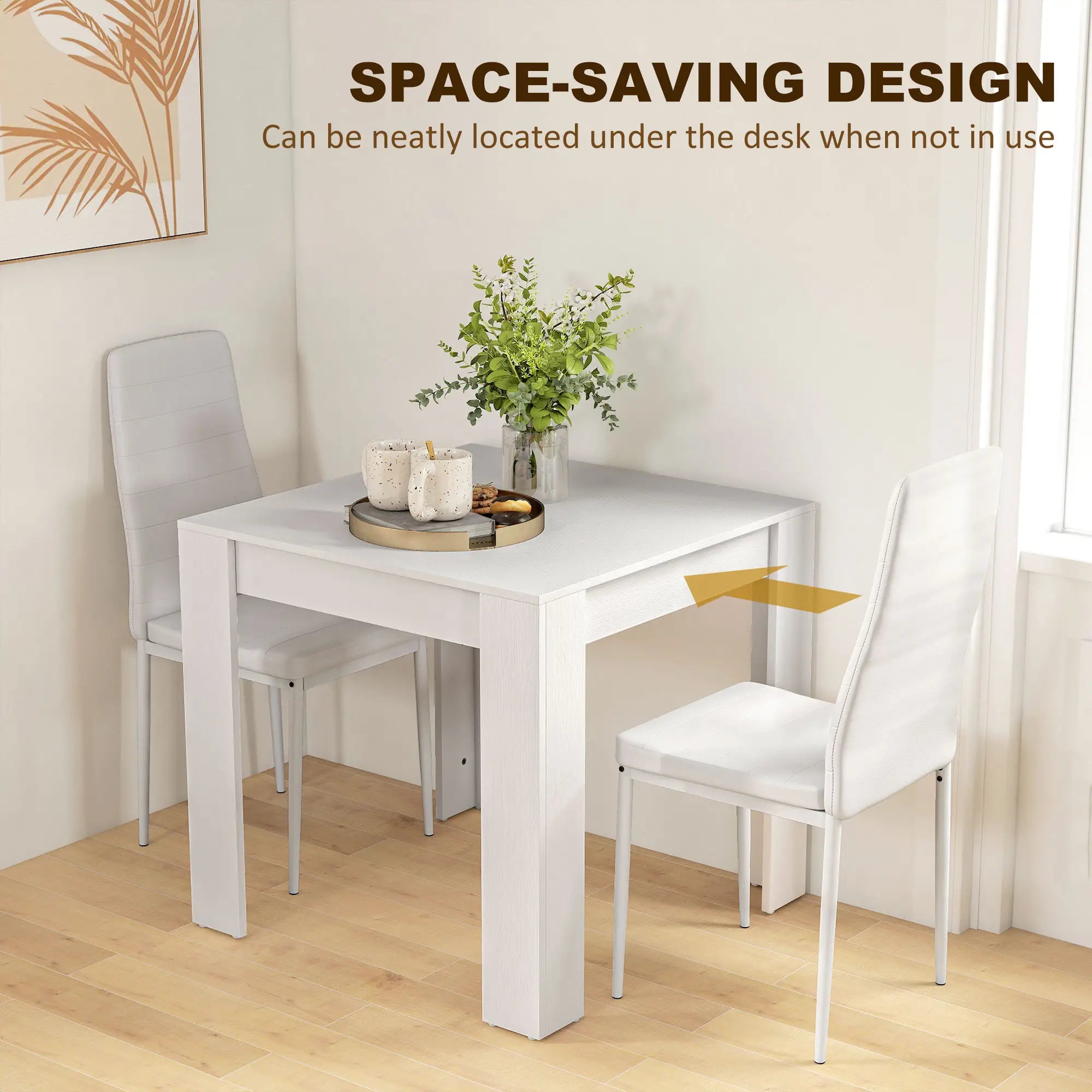 Square Dining Table Set for 2, PU Leather Chairs, White Dining Table Sets at Gallery Canada