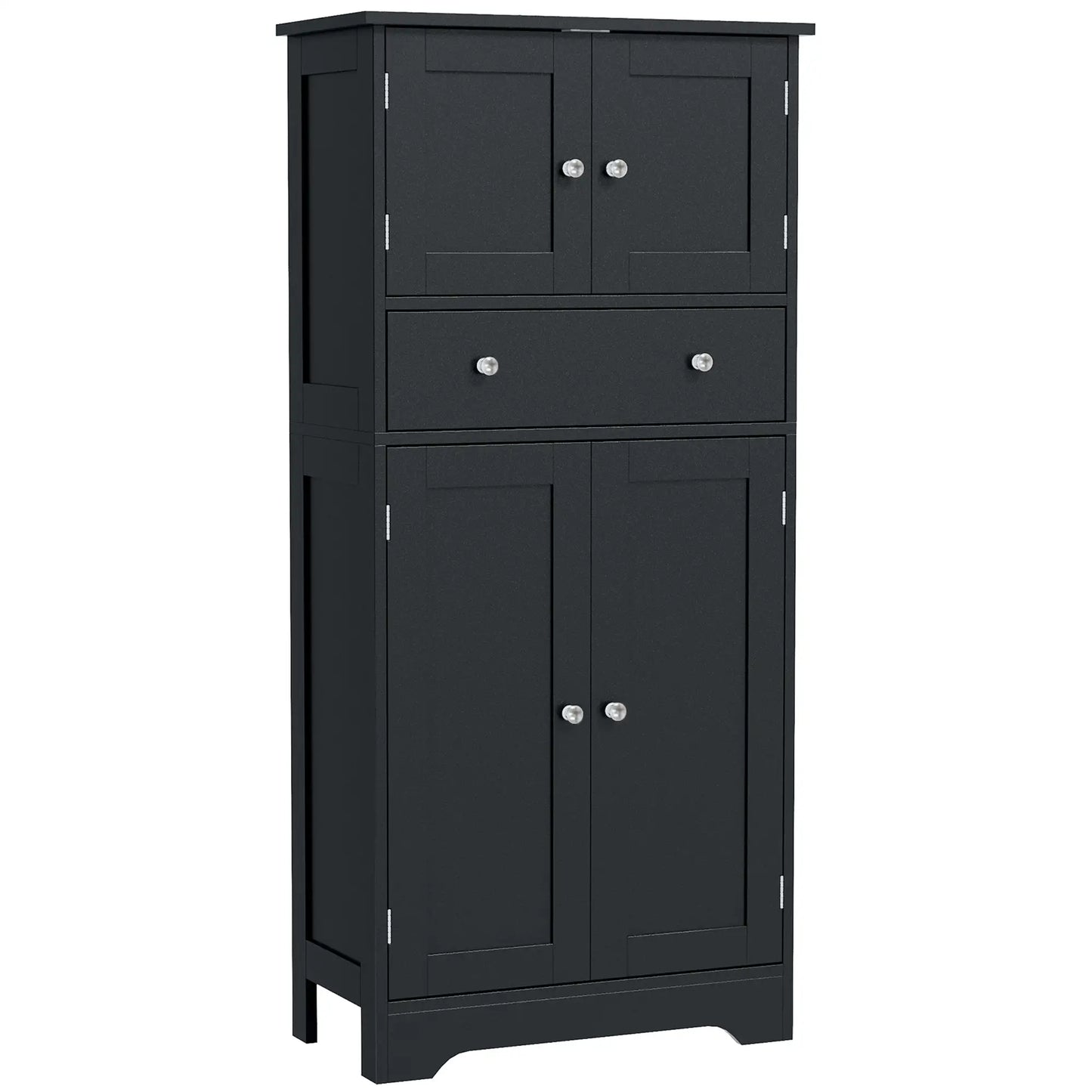 50.5" Kitchen Cabinet, 4 Doors, Drawer, Adjustable Shelf, Black Kitchen Pantry Cabinets Black at Gallery Canada