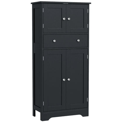 50.5" Kitchen Cabinet, 4 Doors, Drawer, Adjustable Shelf, Black Kitchen Pantry Cabinets Black at Gallery Canada