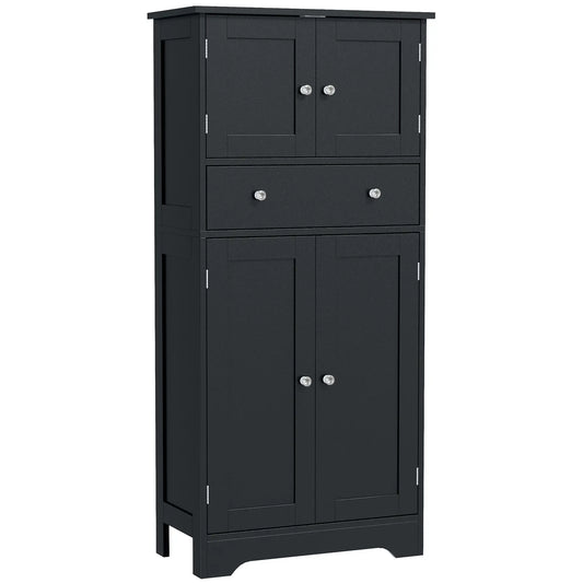 50.5" Kitchen Cabinet, 4 Doors, Drawer, Adjustable Shelf, Black Kitchen Pantry Cabinets Black at Gallery Canada