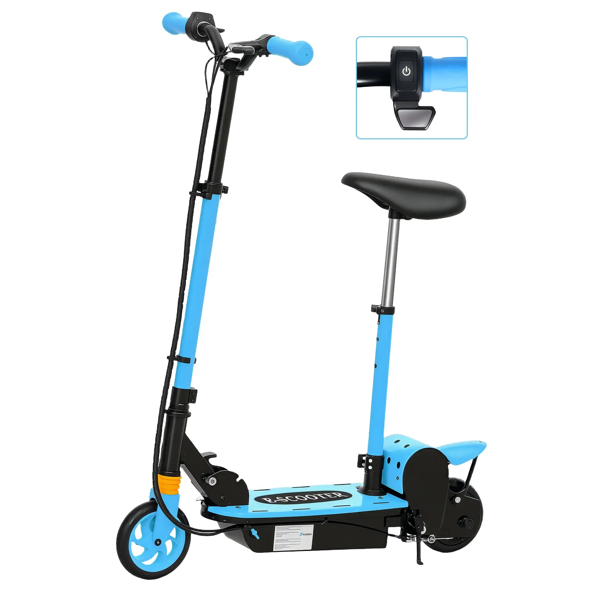 Foldable Electric Scooter for Kids, Seat, 2 Heights, 6km Range, 12km/h, Blue Scooters at Gallery Canada