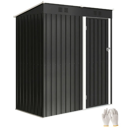 5 x 3 ft Metal Garden Shed, Lean-To Outdoor Storage, Dark Grey Sheds at Gallery Canada