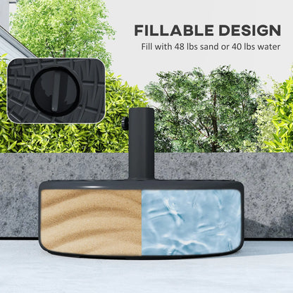 Patio Umbrella Base With Handle, 1.5" And 1.9" Poles, Black
