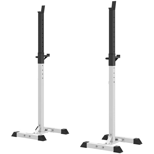 Adjustable Barbell Rack, Squat Stand, 2 Bars Holder, Black, White Power Towers Black, White at Gallery Canada