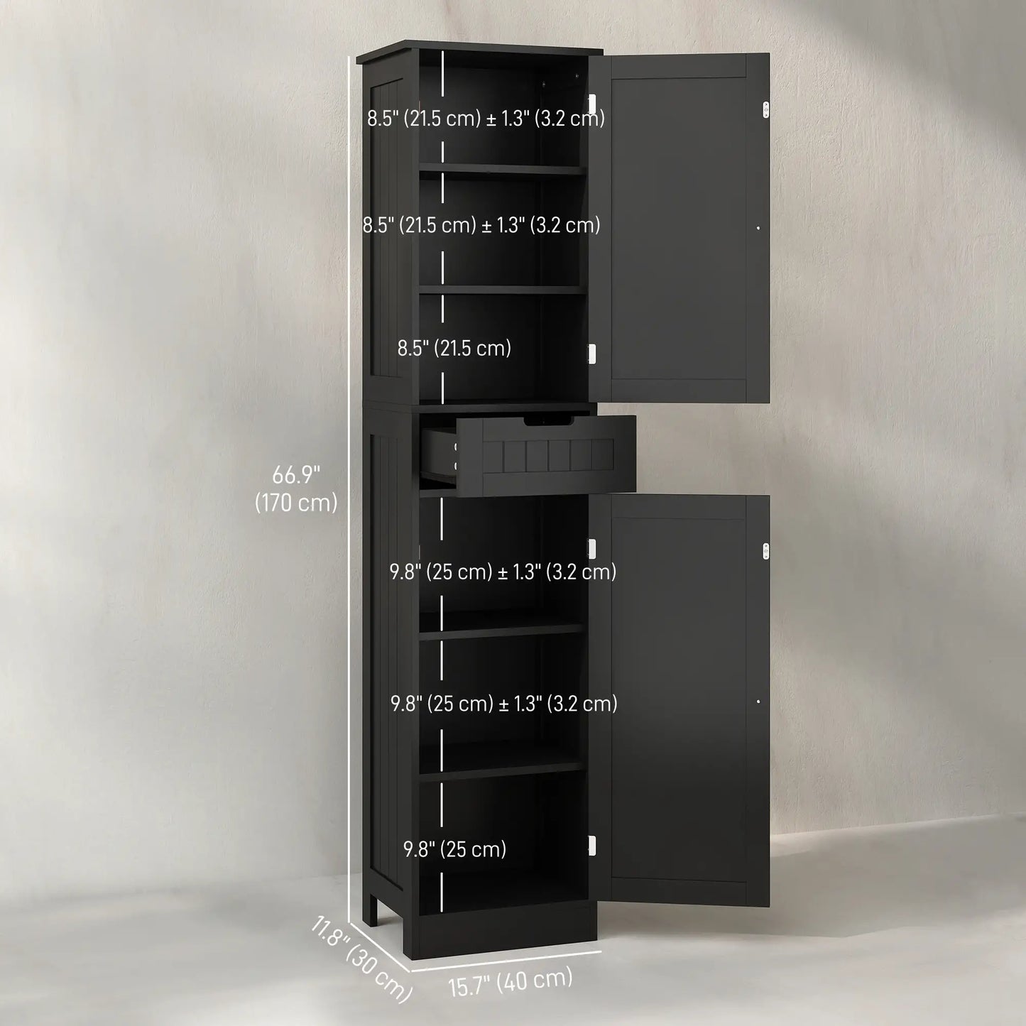 Freestanding Bathroom Cabinet, Drawer and 2 Doors, Tall Cupboard Bathroom Cabinets at Gallery Canada