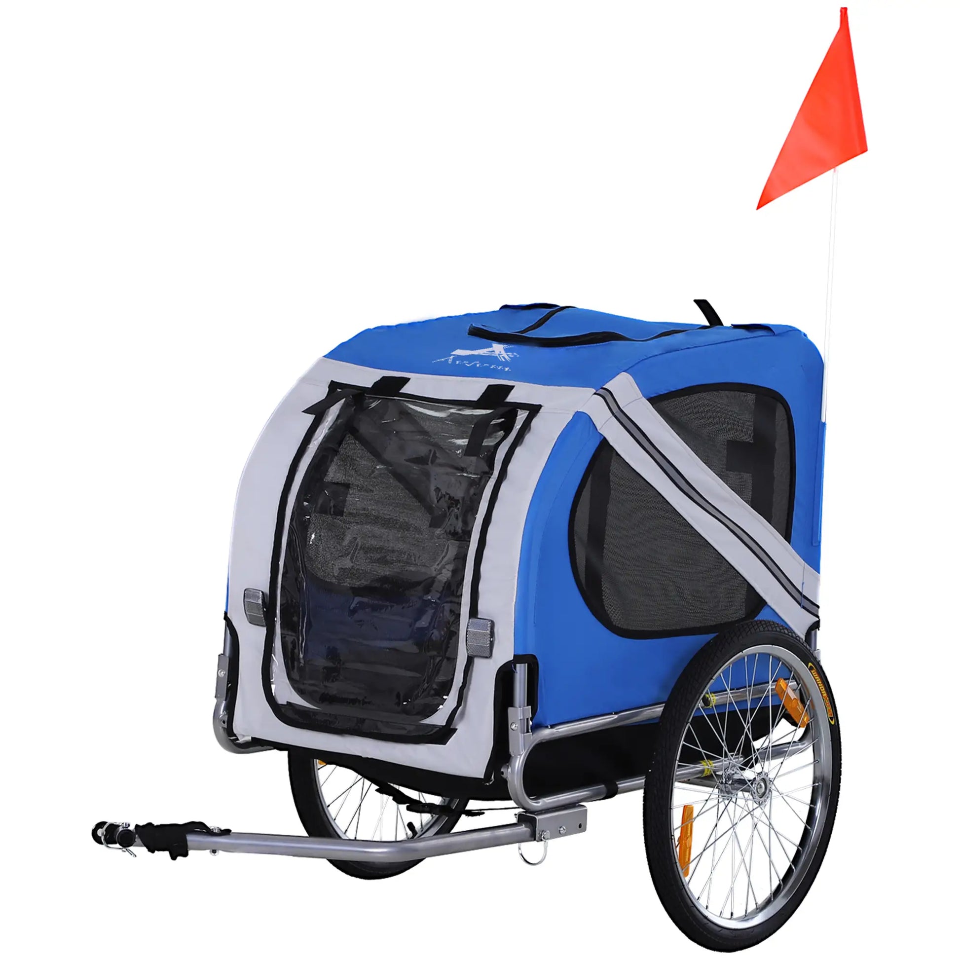 Dog Bike Trailer, Pet Cargo Carrier, 3 Entrances, Large Wheels, Mesh Screen, White Dog Bike Trailers & Strollers at Gallery Canada