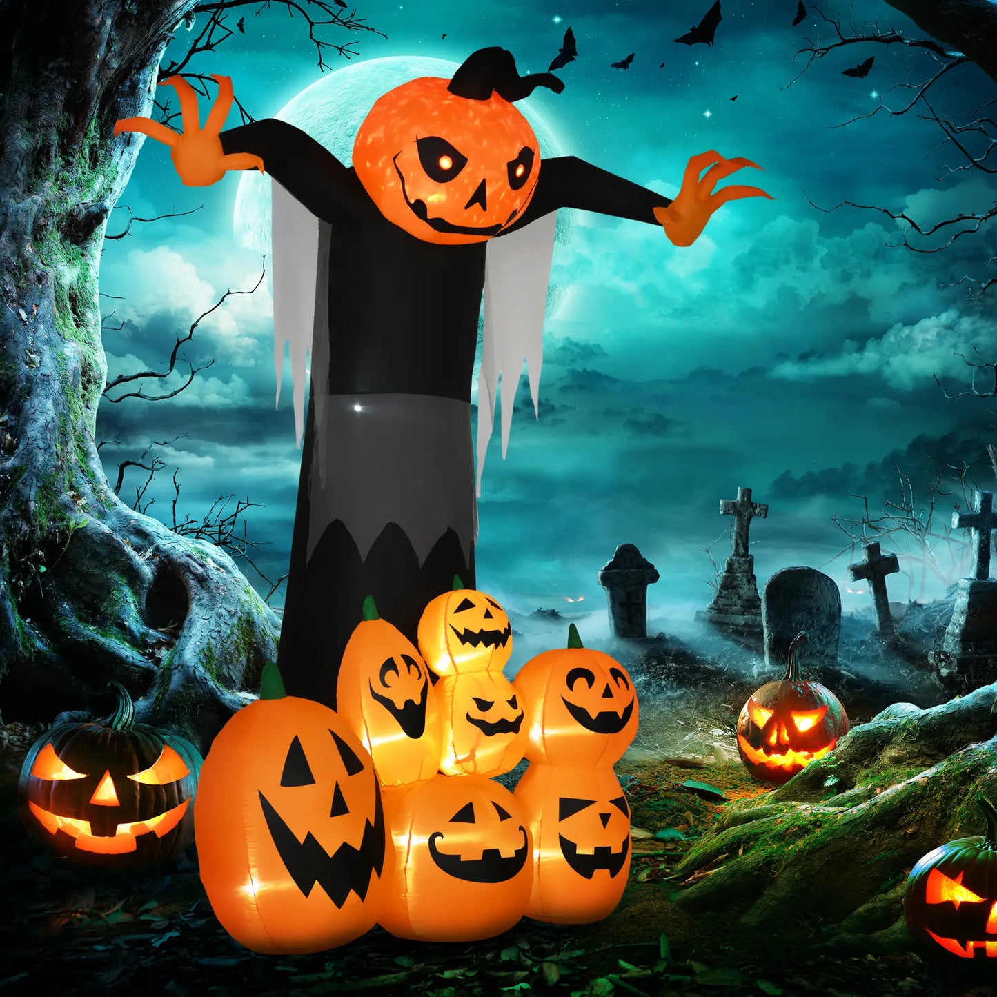 9ft Inflatable Halloween Pumpkin Ghost, Outdoor LED Display Halloween Decorations at Gallery Canada