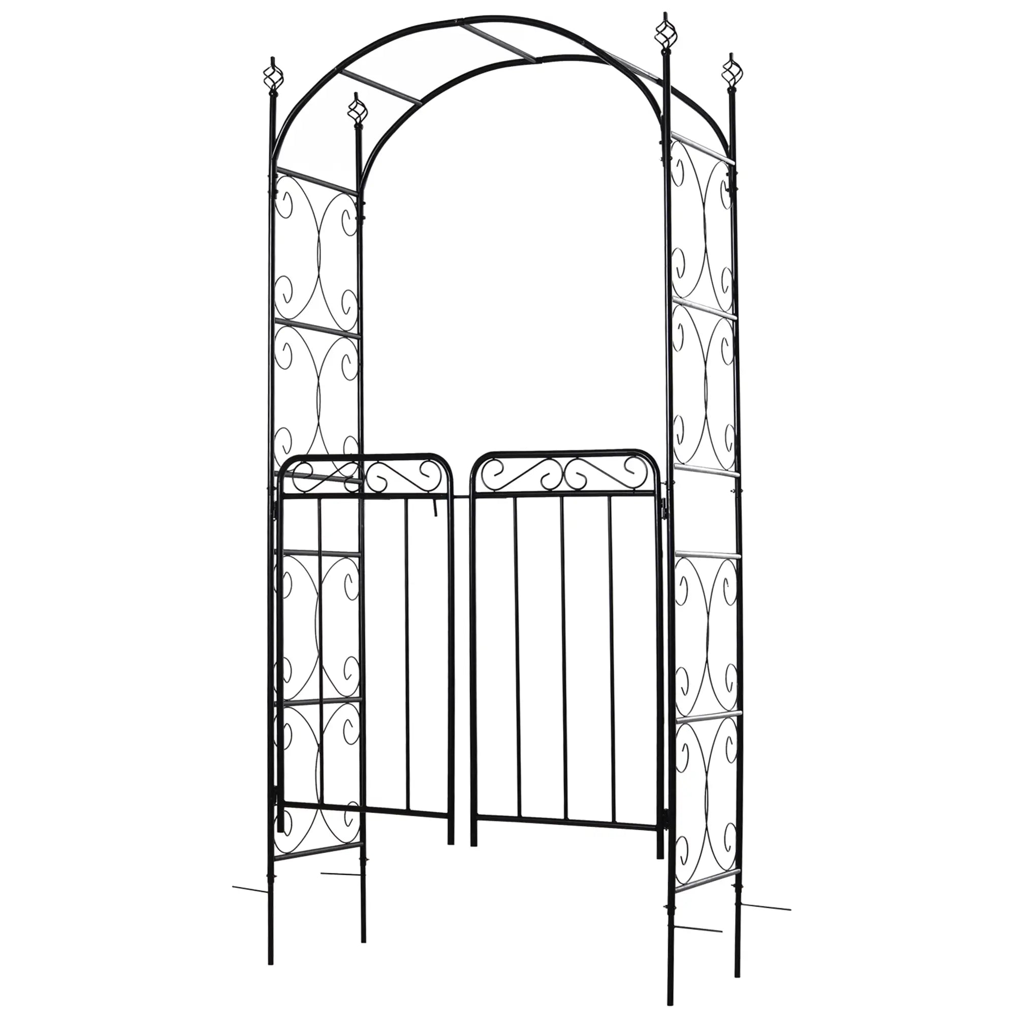 7' Metal Garden Arbor Arch, Scrollwork Doors, for Ceremony, Weddings Garden Arches at Gallery Canada