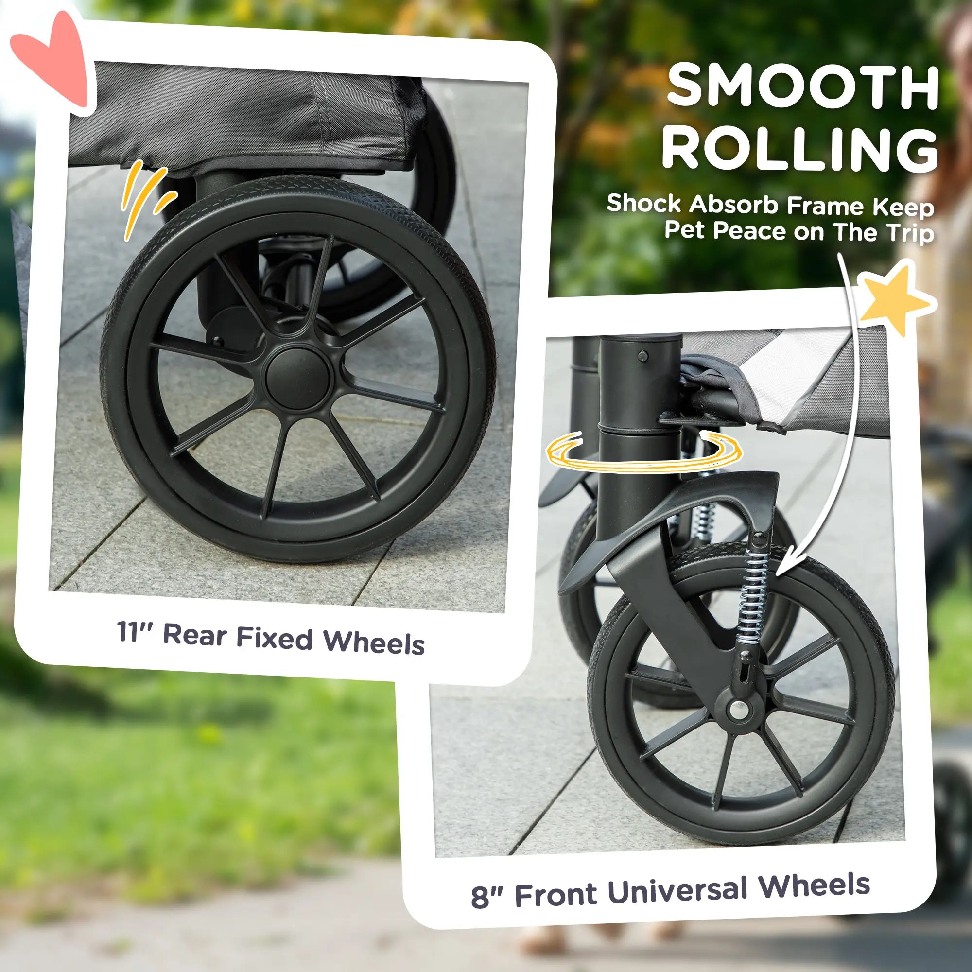 Foldable Pet Stroller For Large Dogs, Four Big Wheels, Dark Grey Dog Bike Trailers & Strollers at Gallery Canada