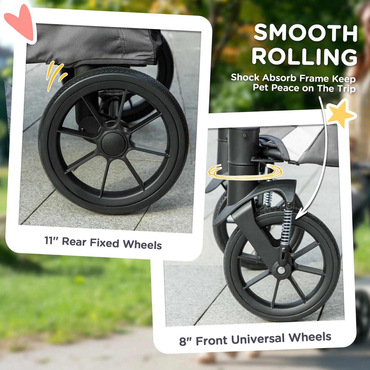 Foldable Pet Stroller For Large Dogs, Four Big Wheels, Dark Grey Dog Bike Trailers & Strollers at Gallery Canada
