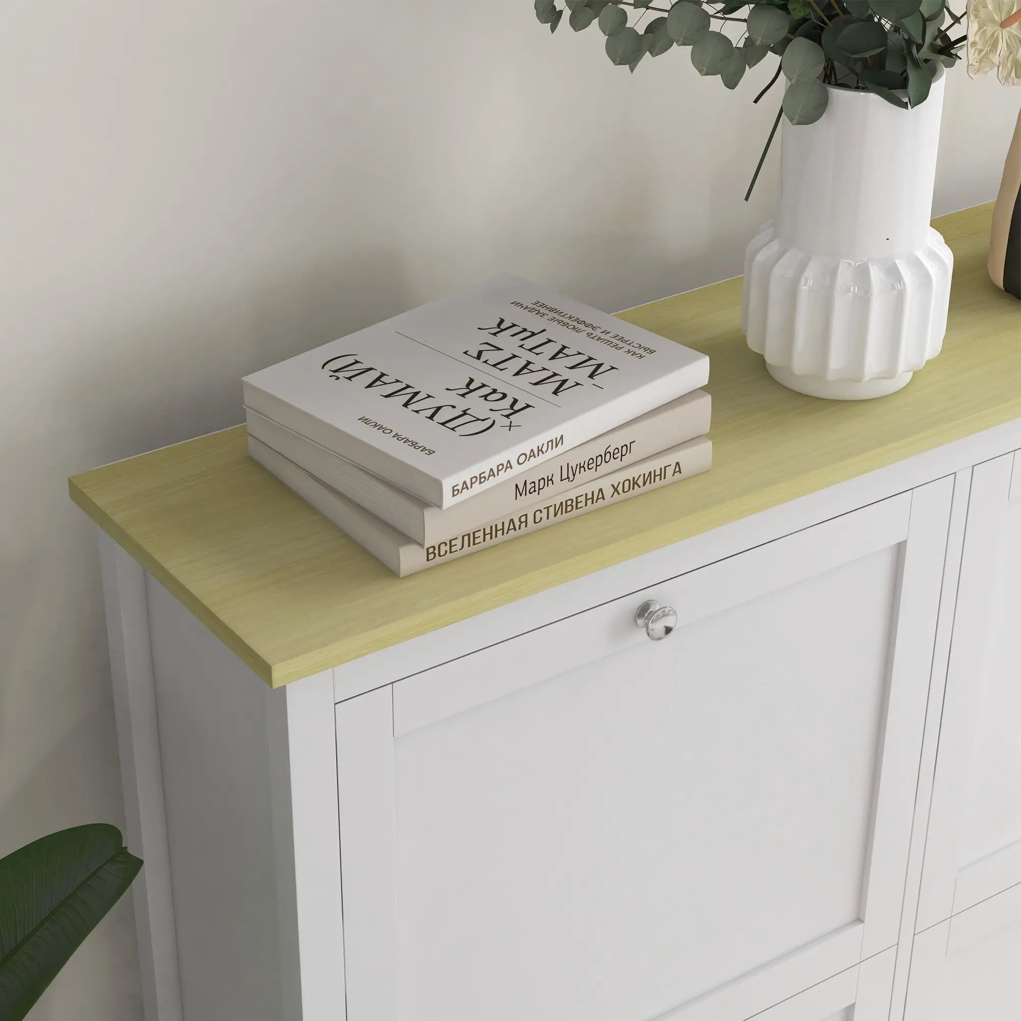 Shoe Storage Cabinet, 4 Flip Drawers, Adjustable Shelves, Holds 20 Pairs, White Shoe Storage Cabinets & Racks at Gallery Canada