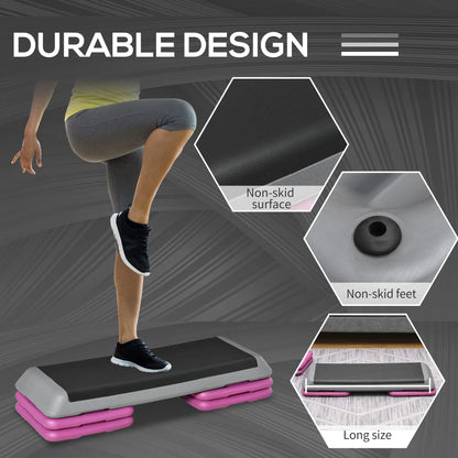 43" Adjustable Aerobic Stepper, 3 Level Risers, Cardio Fitness, Black Purple Aerobic Equipment at Gallery Canada