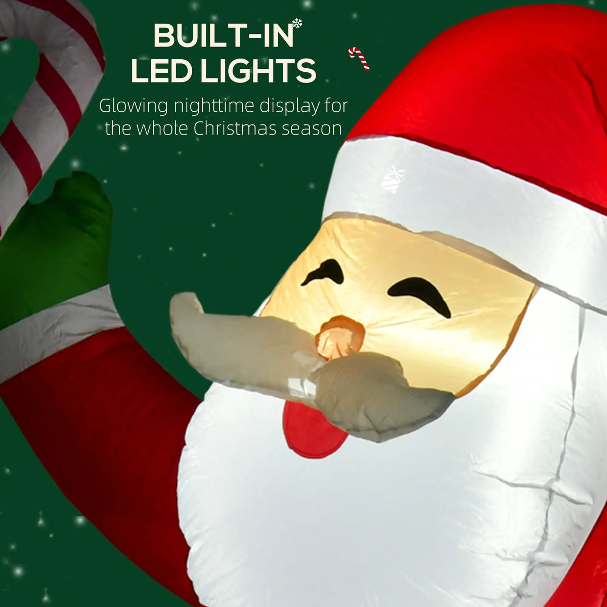 Inflatable Christmas Yard Decoration, Santa Claus with Candy Cane, 8' Tall Christmas Inflatables at Gallery Canada