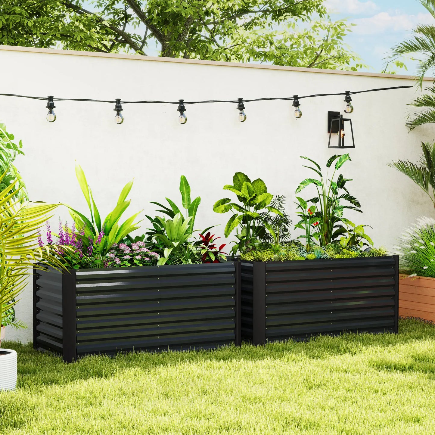 Set Of 2 Galvanized Metal Planters, 4' X 2' X 2' Raised Garden Bed, Dark Grey Galvanized Planter Boxes at Gallery Canada
