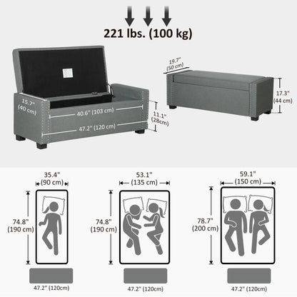 Upholstered Flip Top Storage Bench, Ottoman, Light Grey Storage Ottomans & Benches at Gallery Canada