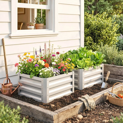 2' x 2' x 1' Raised Garden Bed, Galvanised Steel Frame, Vegetables, Flowers, Herbs, Silver Raised Garden Beds at Gallery Canada
