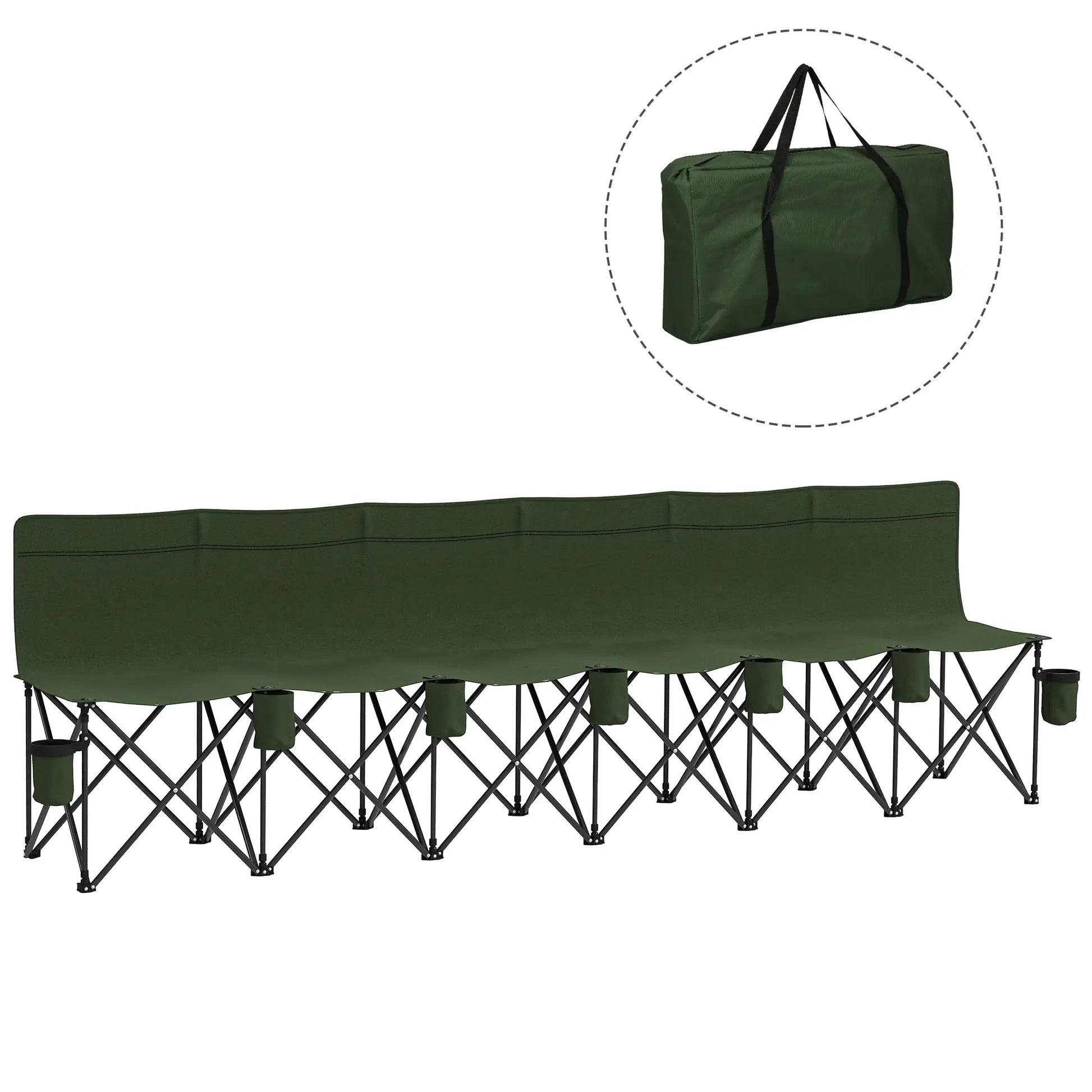 6 Seat Folding Camping Chair, Cup Holder, Carrying Case, Dark Green Picnic Tables & Camping Chairs at Gallery Canada