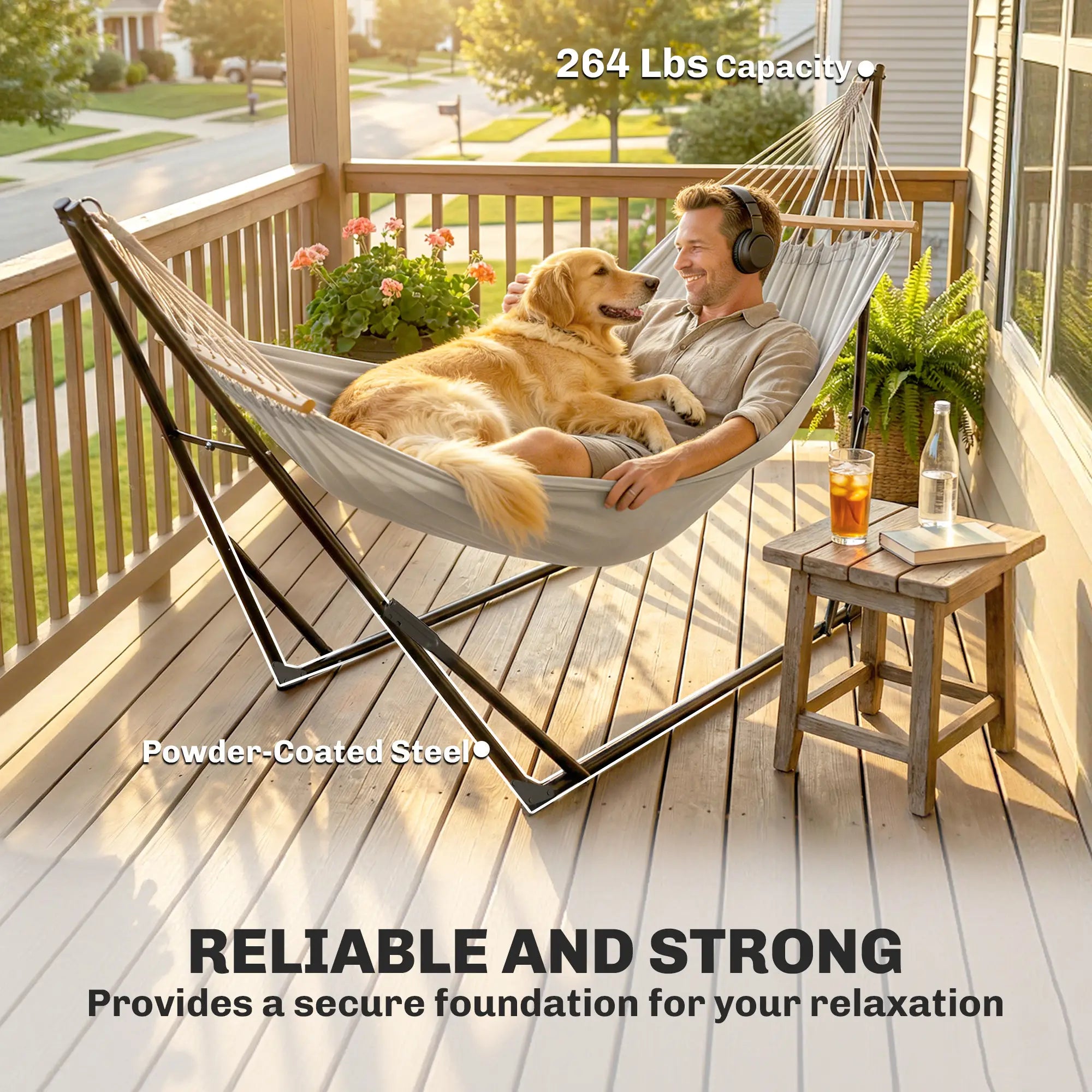9.5ft Portable Adjustable Foldable Steel Hammock Stand, Black Hammock Stands at Gallery Canada