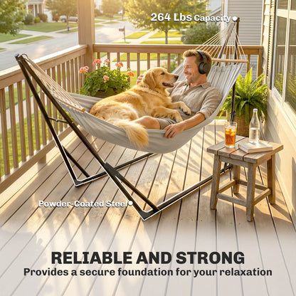 9.5ft Portable Adjustable Foldable Steel Hammock Stand, Black Hammock Stands at Gallery Canada
