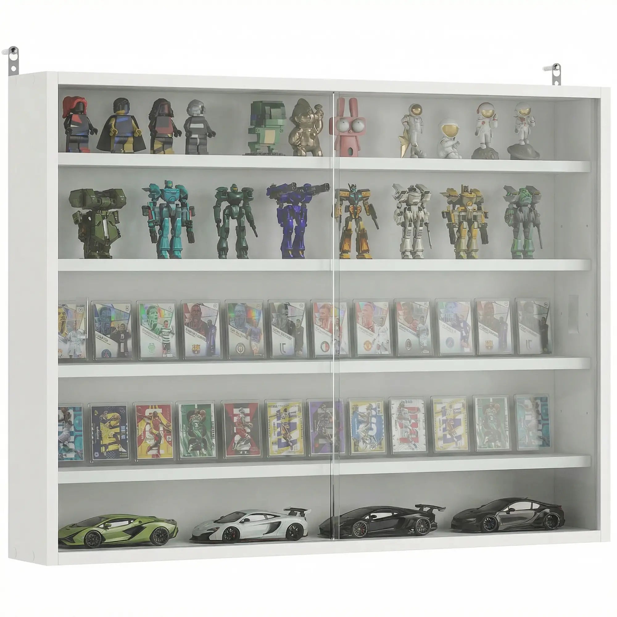 5-storey Display Cabinet, Shot Glass Display Case, Glass Curio Cabinet with 2 Glass Doors and 4 Adjustable Shelves, White Display Bookshelves at Gallery Canada