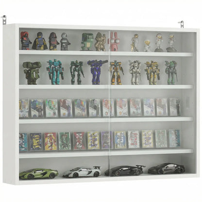 5-storey Display Cabinet, Shot Glass Display Case, Glass Curio Cabinet with 2 Glass Doors and 4 Adjustable Shelves, White Display Bookshelves at Gallery Canada