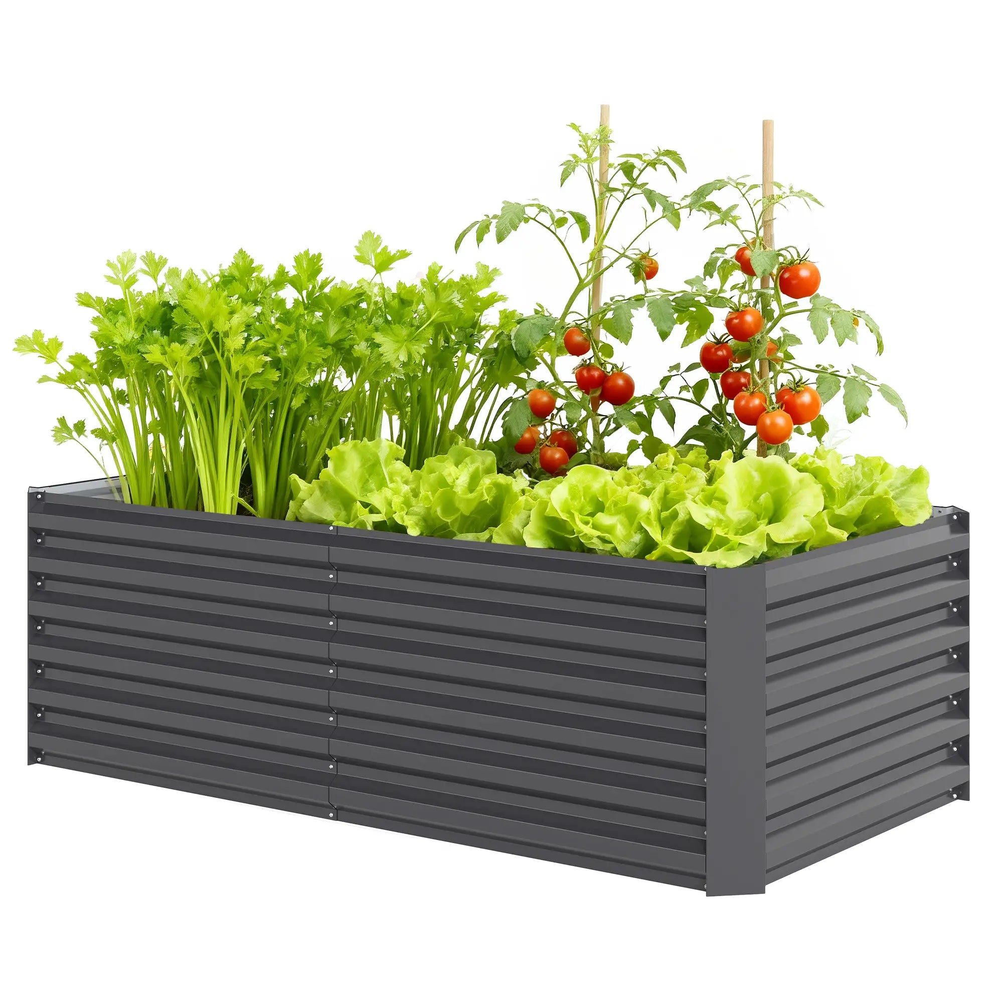 6' x 3' x 2' Raised Garden Bed, Galvanized Planter Box, Dark Grey Galvanized Planter Boxes Dark Grey at Gallery Canada