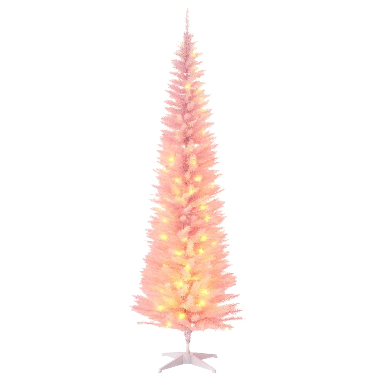 7' Pre Lit Artificial Pencil Christmas Tree, Warm White LED Lights, Pink Pencil Christmas Trees at Gallery Canada