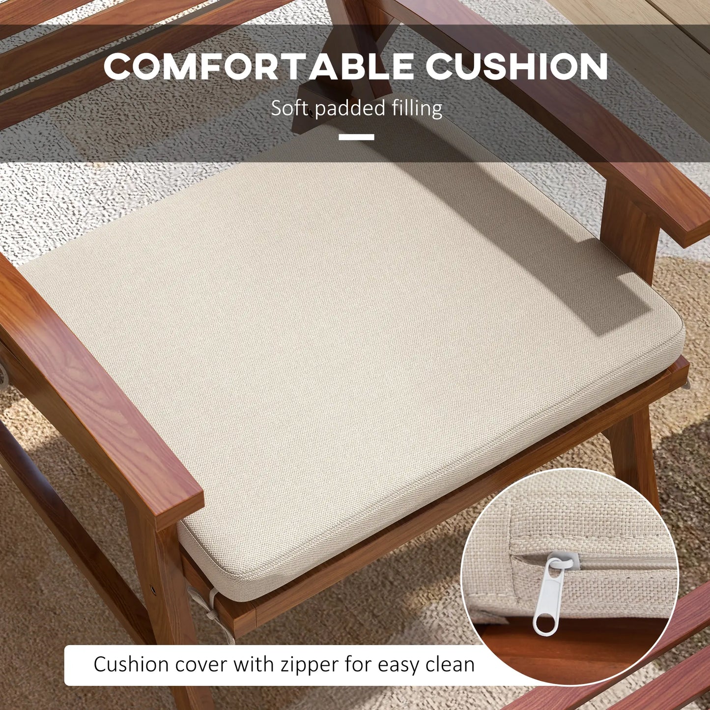 4 Acacia Wood Patio Set, Footstool, Seat Cushions, Cream White Patio Chairs at Gallery Canada