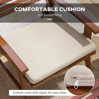 4 Acacia Wood Patio Set, Footstool, Seat Cushions, Cream White Patio Chairs at Gallery Canada