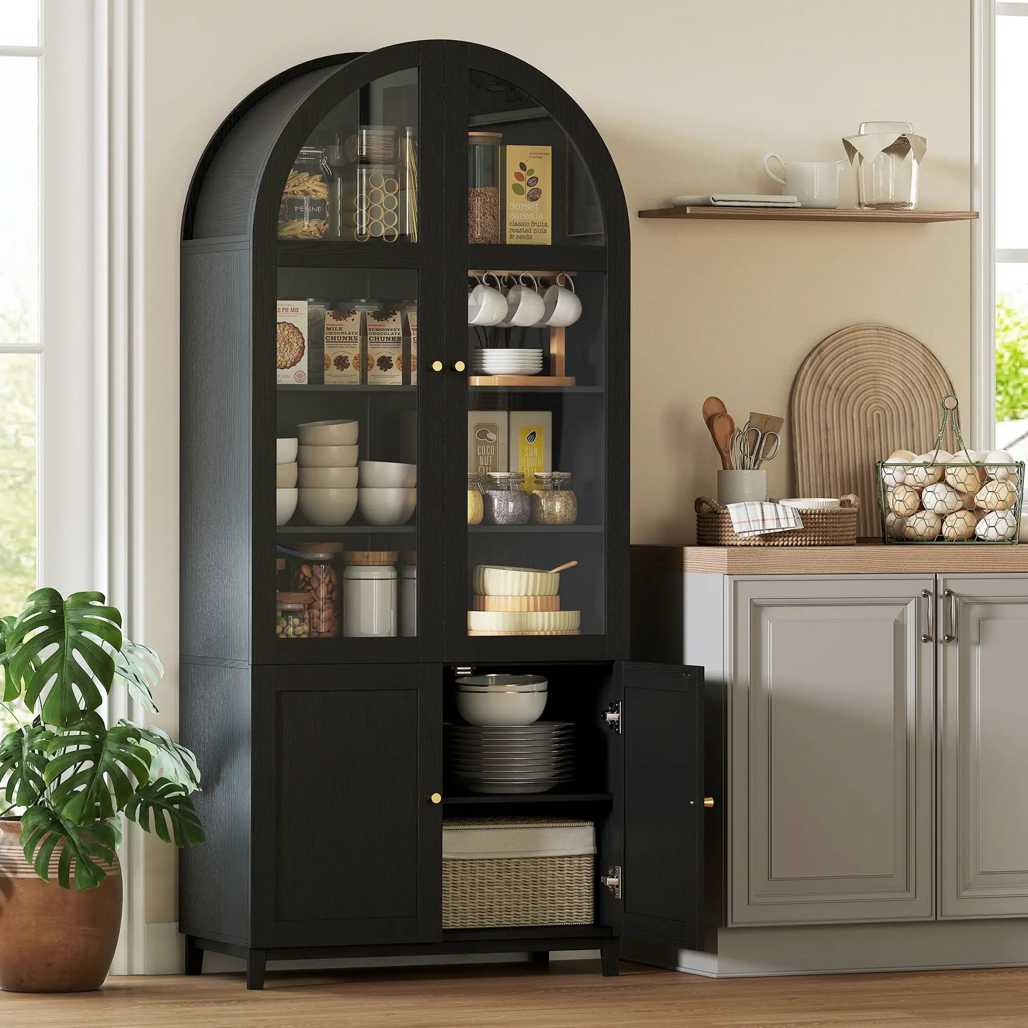 Arched Kitchen Pantry Cabinet, 71
