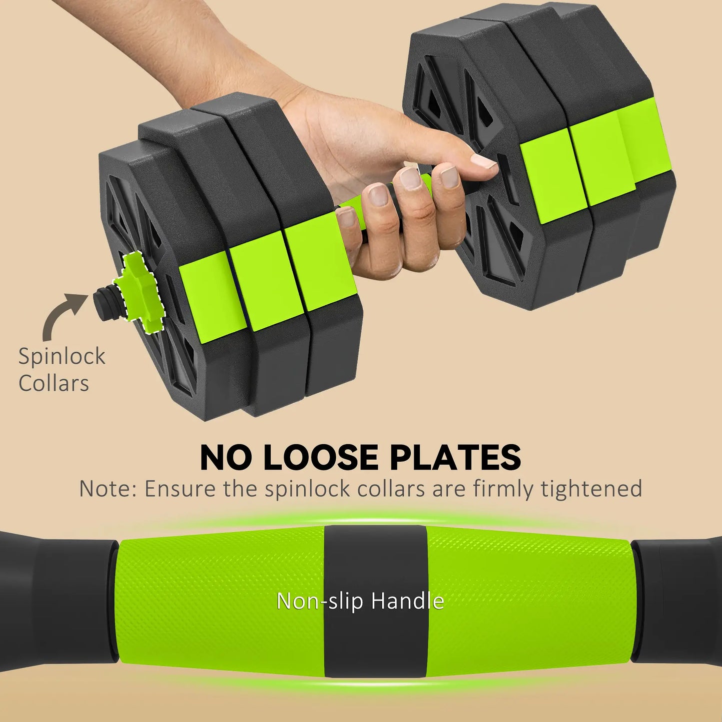 4-in-1 Adjustable Dumbbell Set, 55lbs, Green Dumbbells & Barbells at Gallery Canada