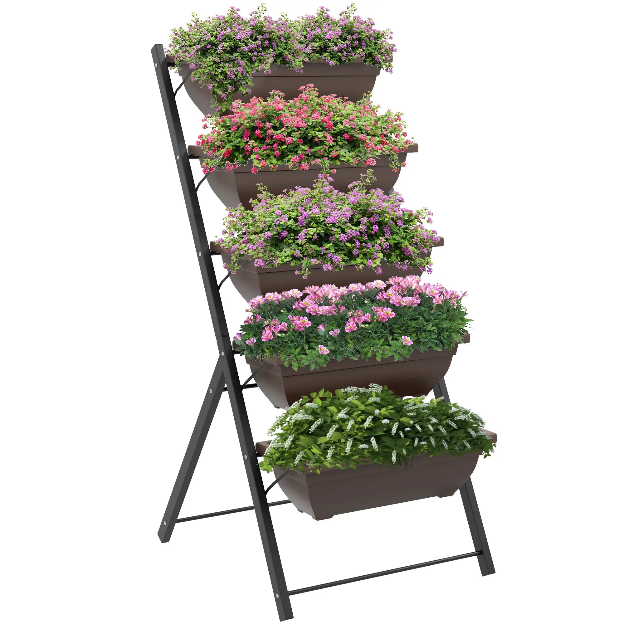 5-Tier Raised Garden Bed, 5 Planter Box, Outdoor Plant Stand, Brown Plant Stands at Gallery Canada
