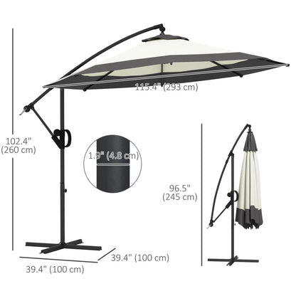 10 FT Cantilever Umbrella, Round Hanging Offset with Crank, Tilt, Grey Cantilever Umbrellas at Gallery Canada