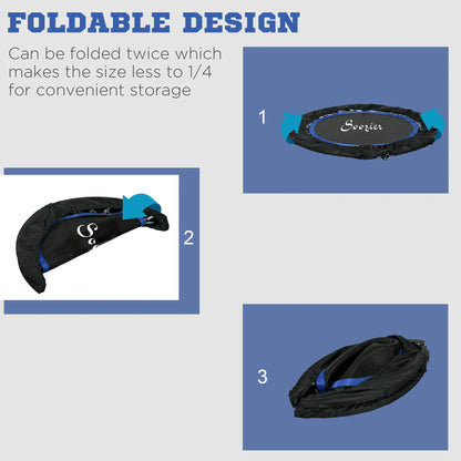 40" Foldable Mini Fitness Trampoline, Adjustable Foam Handle, Blue Trampolines at Gallery Canada