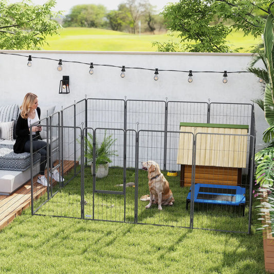 16 Panels Dog Playpen, Portable, for Large Dogs, 47" Height Houses, Kennels & Pens Black at Gallery Canada
