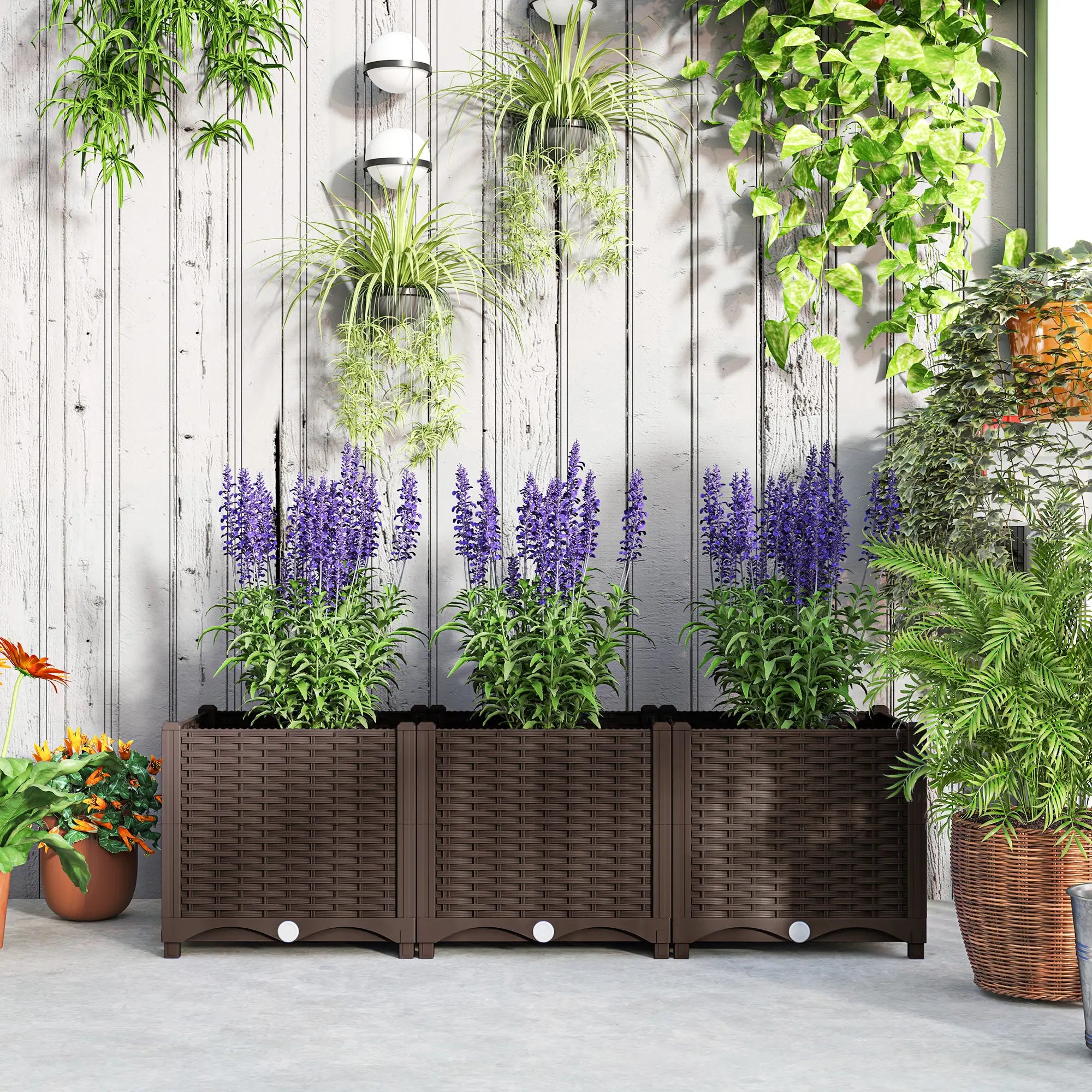 Plastic Raised Garden Bed, Outdoor Planter Box, 47.2