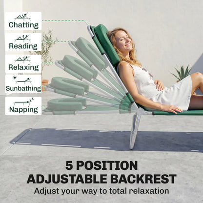 Outdoor Lounge Chair, Adjustable Folding Chaise, Green Lounger Chairs at Gallery Canada
