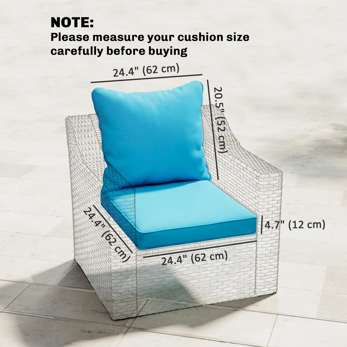 Patio Chair Cushions Set, 2 Seat Cushion Back Pillows, Turquoise Patio Chair Cushions at Gallery Canada