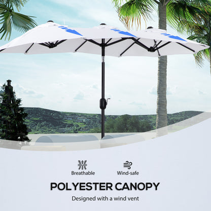 9.5' Double-sided Outdoor Patio Umbrella with Tilt, Crank and Vents, Cream White at Gallery Canada