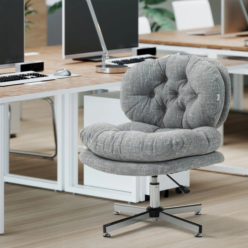 Armless Office Chair, Wide Padded Seat, Adjustable Height, Grey