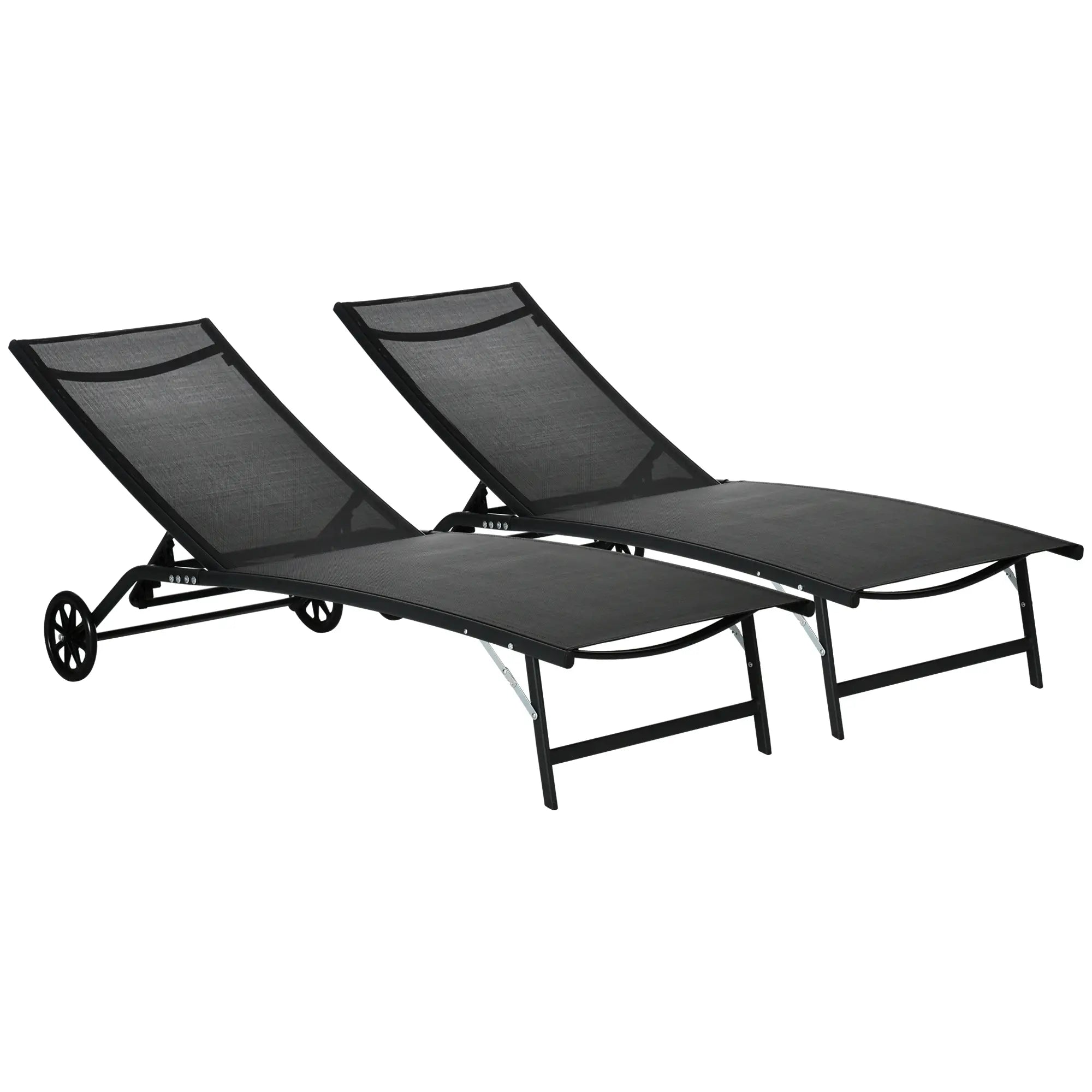 2PCs Lounge Chairs with Wheels, 5-Level Adjustable Backrest, White Lounger Chairs at Gallery Canada