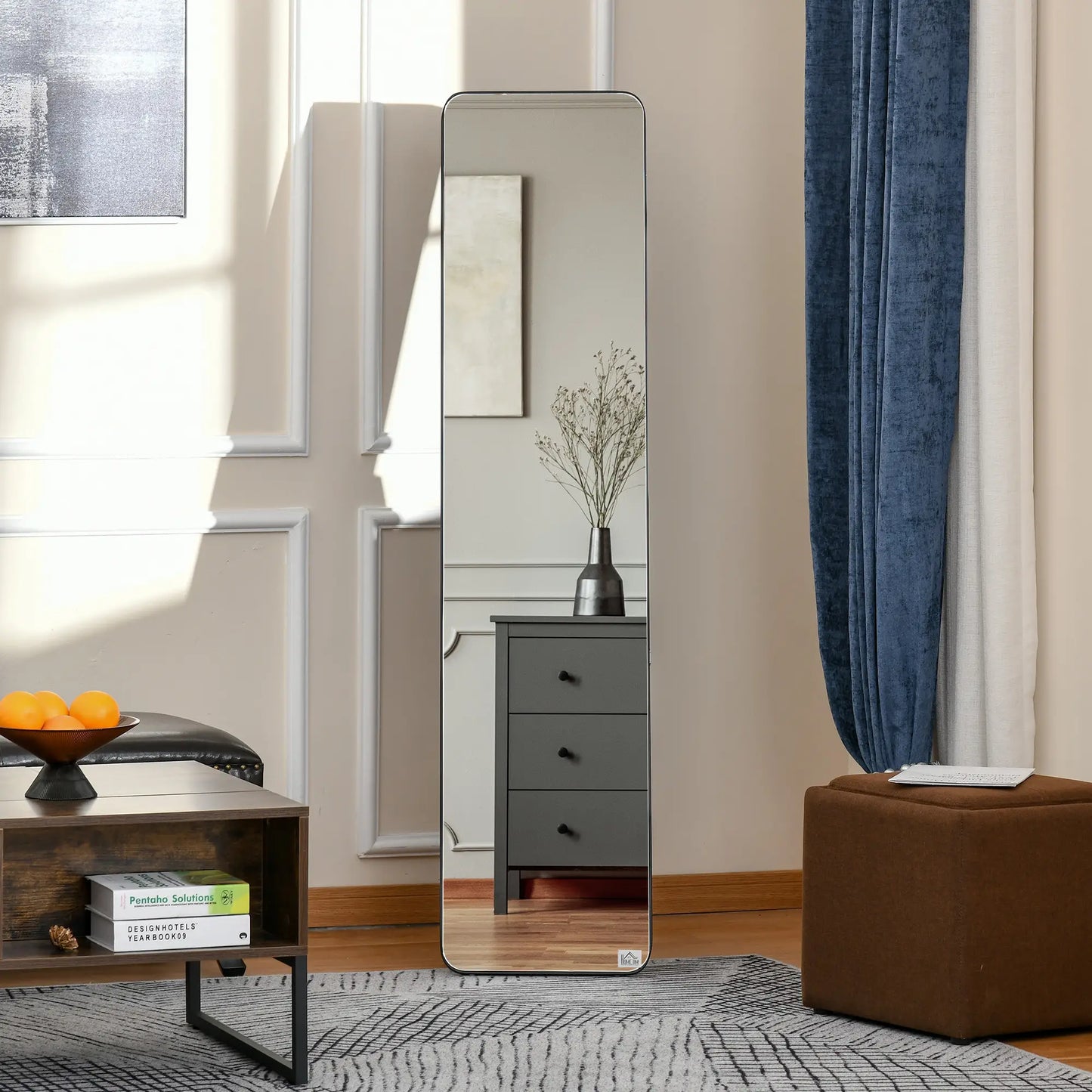 Full Length Mirror, Free Standing, Wood Frame, 15" x 61", Black Full Length Mirrors at Gallery Canada