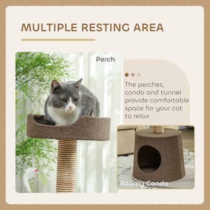 Cat Scratching Tree Post, Climbing Furniture with Toy, Brown Cat Posts at Gallery Canada
