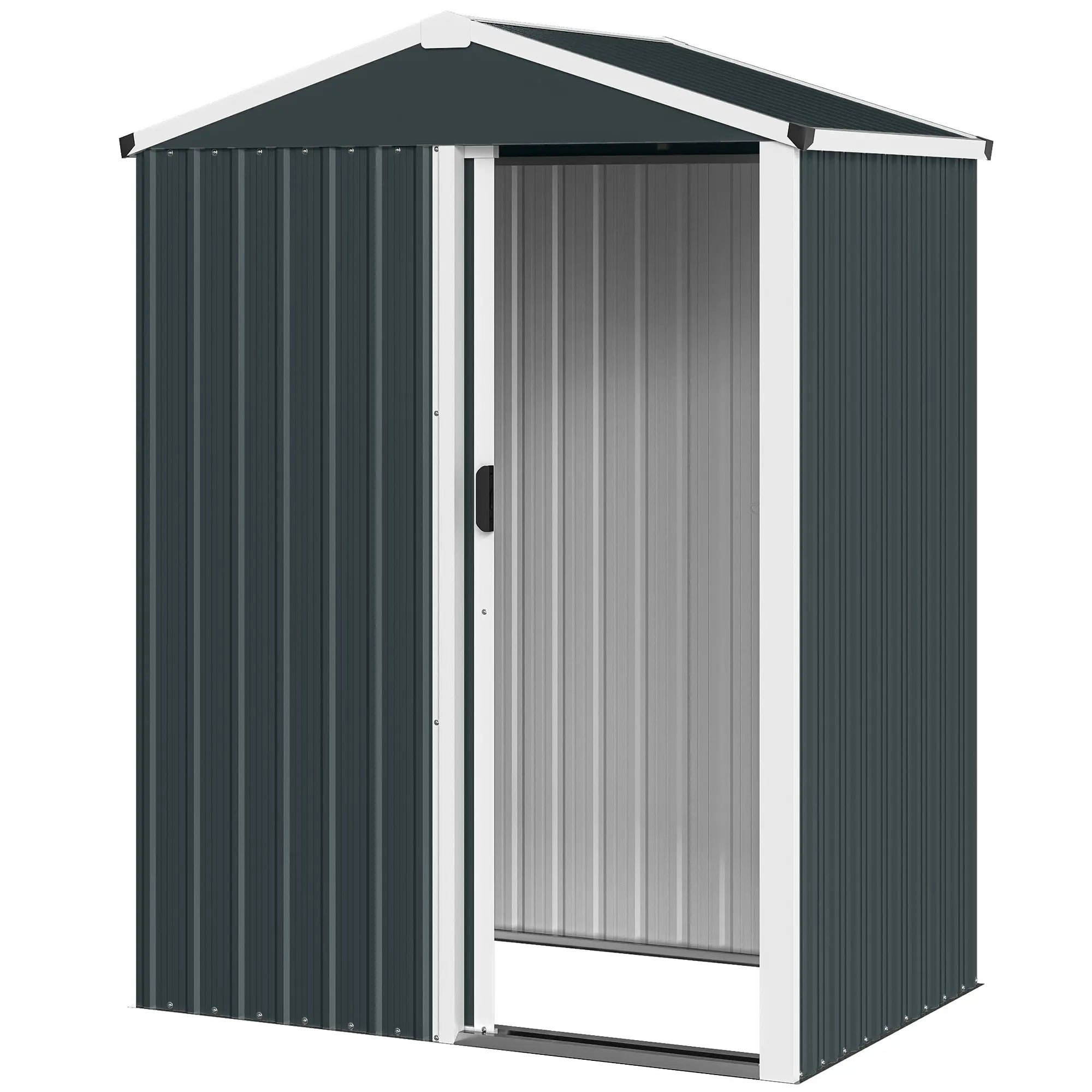 4.5 x 3ft Metal Garden Shed, Waterproof, Lockable Door, Dark Grey Sheds Dark Grey at Gallery Canada