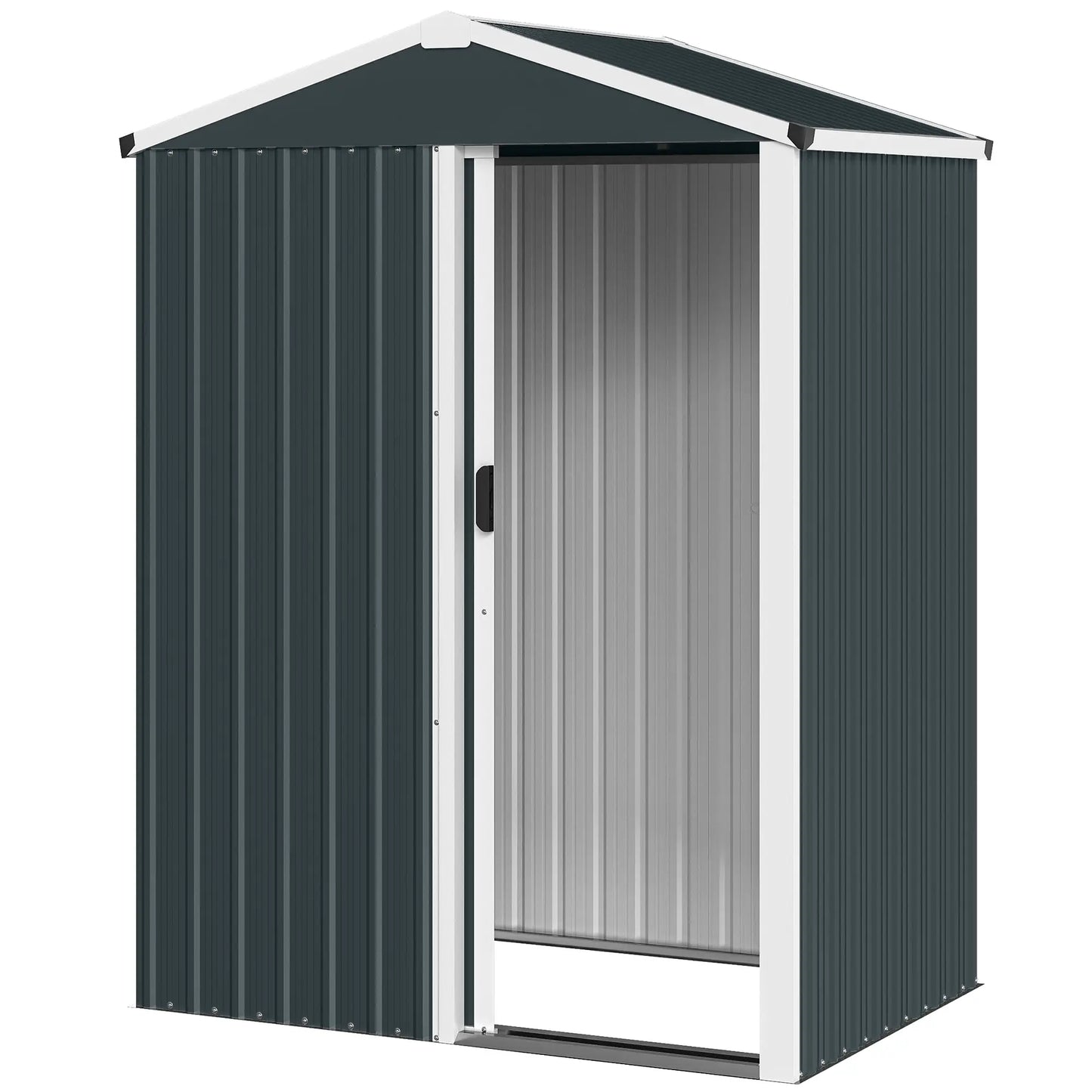 4.5 x 3ft Metal Garden Shed, Waterproof, Lockable Door, Dark Grey Sheds Dark Grey at Gallery Canada