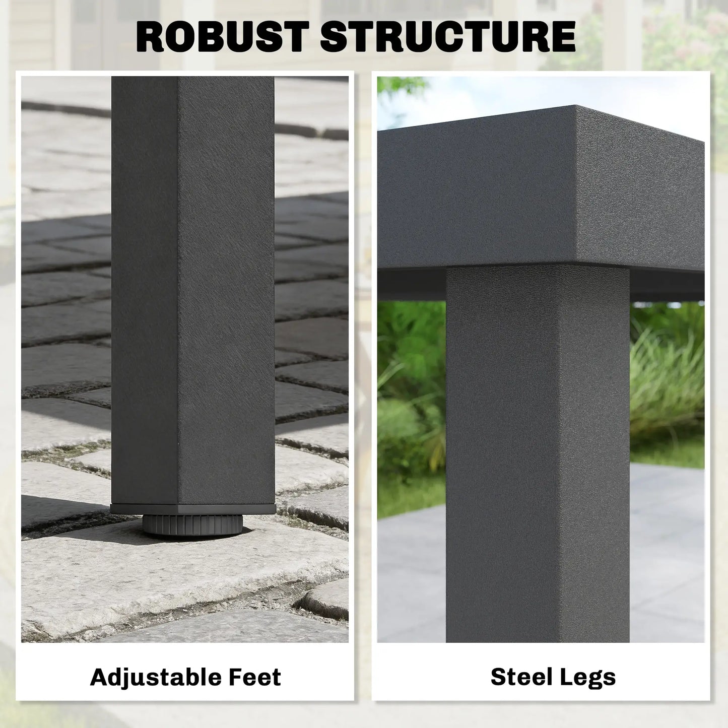 Rectangular Patio Table For 6, Wood-Plastic Composite Top, Steel Frame, Grey Patio Dining Tables at Gallery Canada