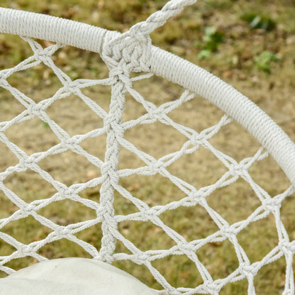 Hammock Chair, 2 Seat, Hanging Rope Swing with Cushion, Large, Cream White Patio Swings with Stand at Gallery Canada