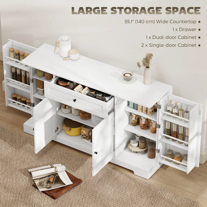 55" Kitchen Storage Cabinet With Drawer, Adjustable Shelves, White Bar Cabinets at Gallery Canada